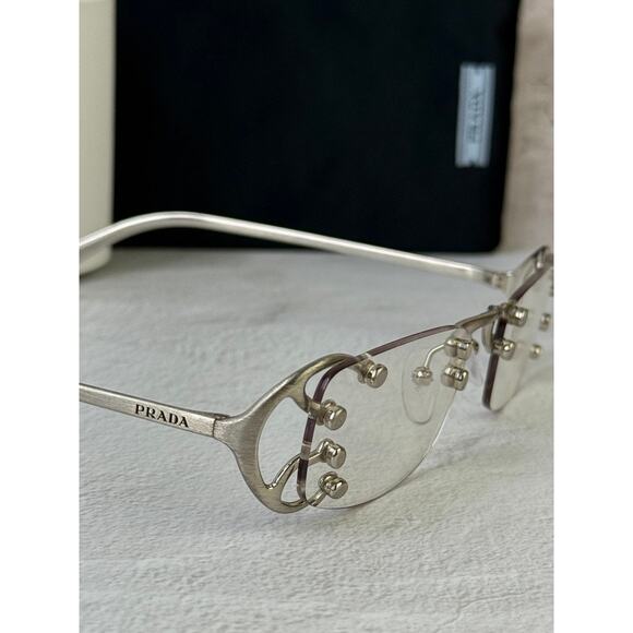 NEW Prada PR C57S Sunglasses in Silver Clear Bluelight $815 main image 6